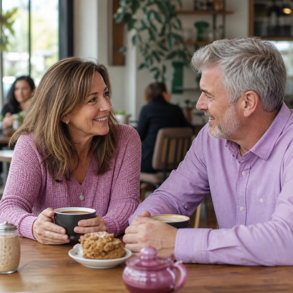 Woman over 50 reviewing local dating profiles on a tablet